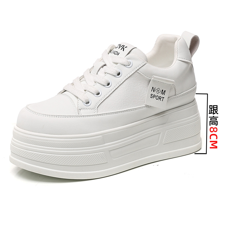 Skateboard - レディース 厚底 スケートボードシューズ チャンキー レザー スニーカー