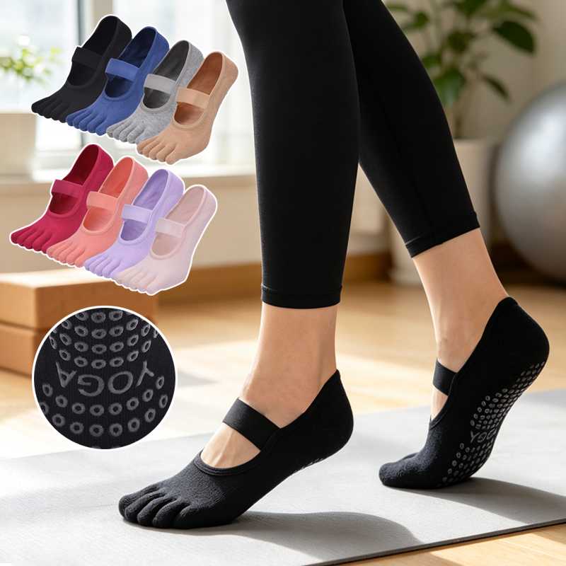 レディース用、5本指タイプ、滑り止め加工のピラティスソックス - Yoga Mat のレビューと価格