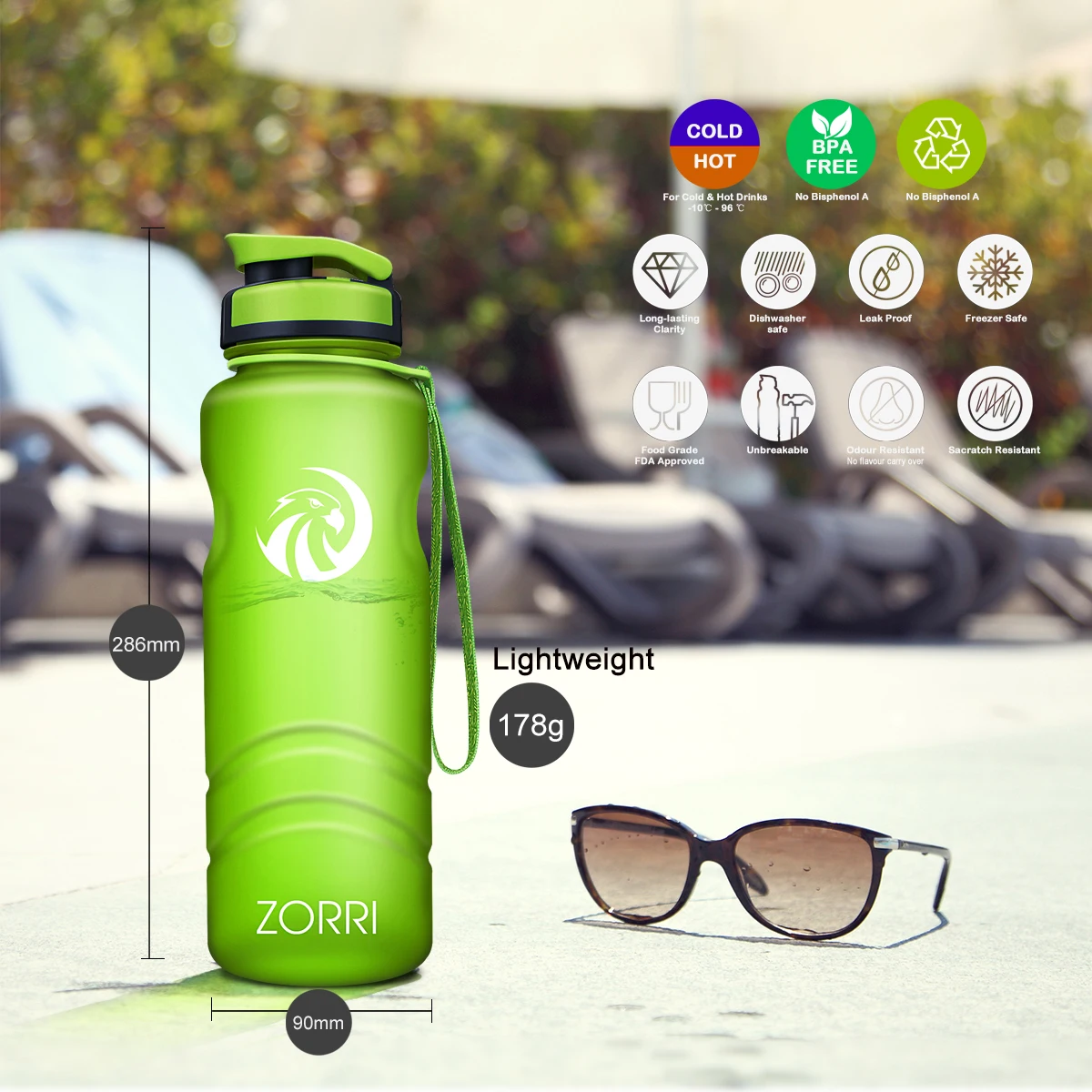 Zorri-ポータブルウォーターボトル、Bpaフリー、アウト - Sports Equipment 5 Years Old のレビューと価格