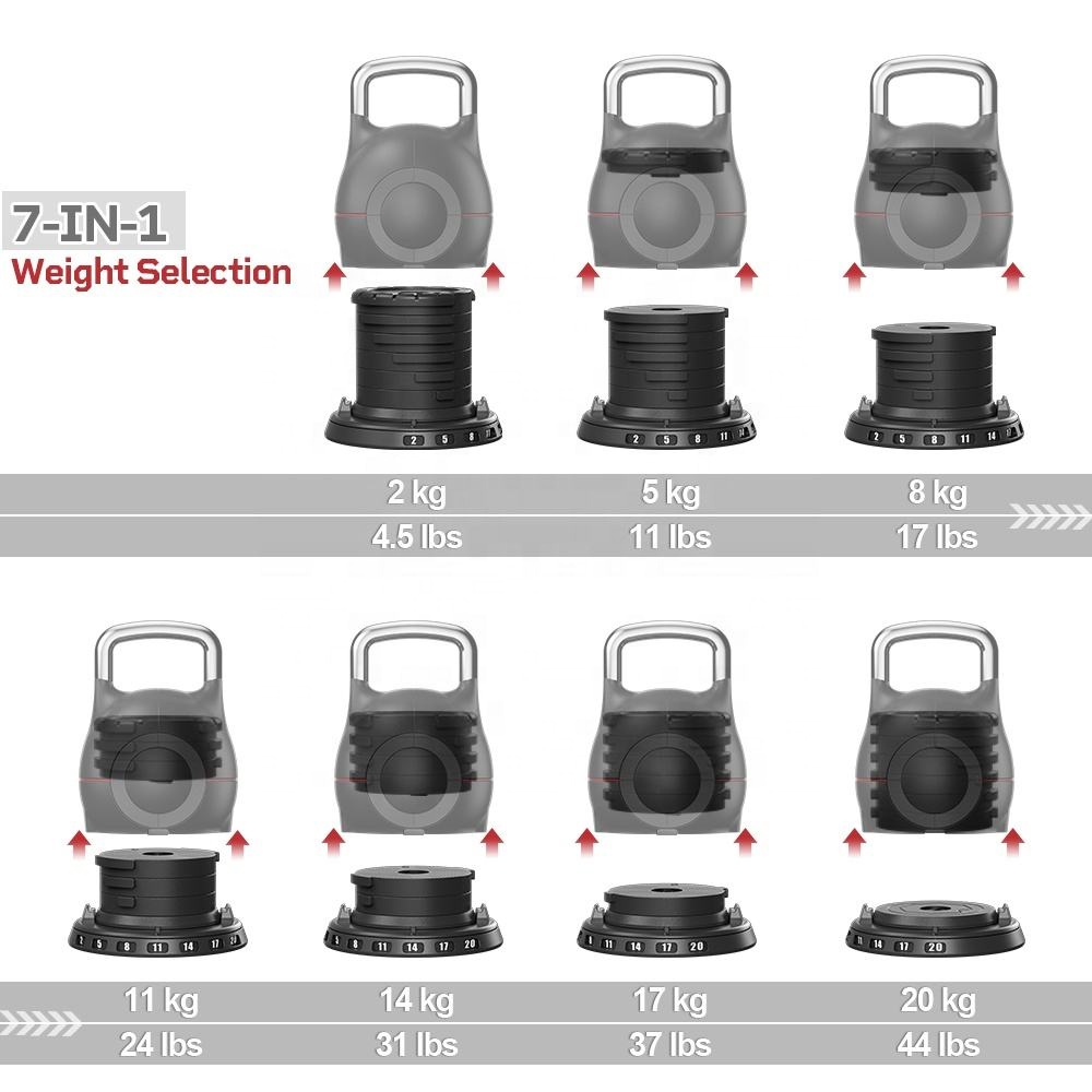 7種類の重さに調整可能なケトルベルグリップ、ダンベルウェイト - Dumbbell Set のレビューと価格