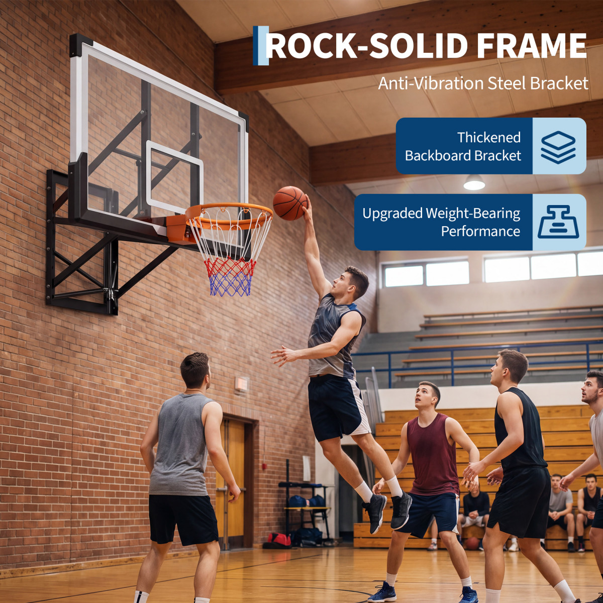 高さ調節可能な壁掛け式バスケットボールゴール – 52インチ - Basketball Hoop のレビューと価格